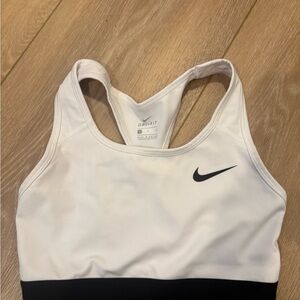 Nike White Sports Bra with Black Swoosh and Band